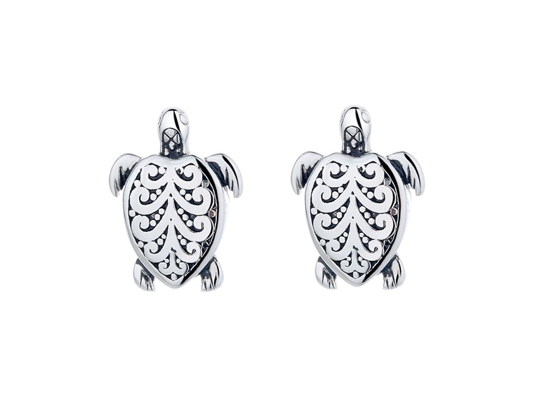 Sterling Silver Artisan Turtle Studs