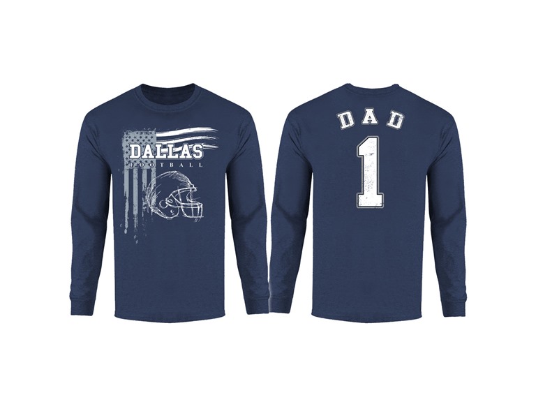 Dad #1 Vintage USA Flag Football Long Sleeve Shirt