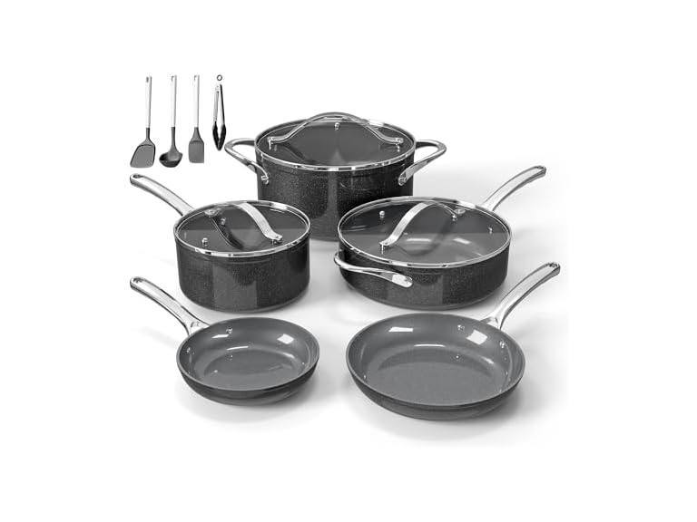 Bakken 12-Piece Ceramic Cookware Set, Black